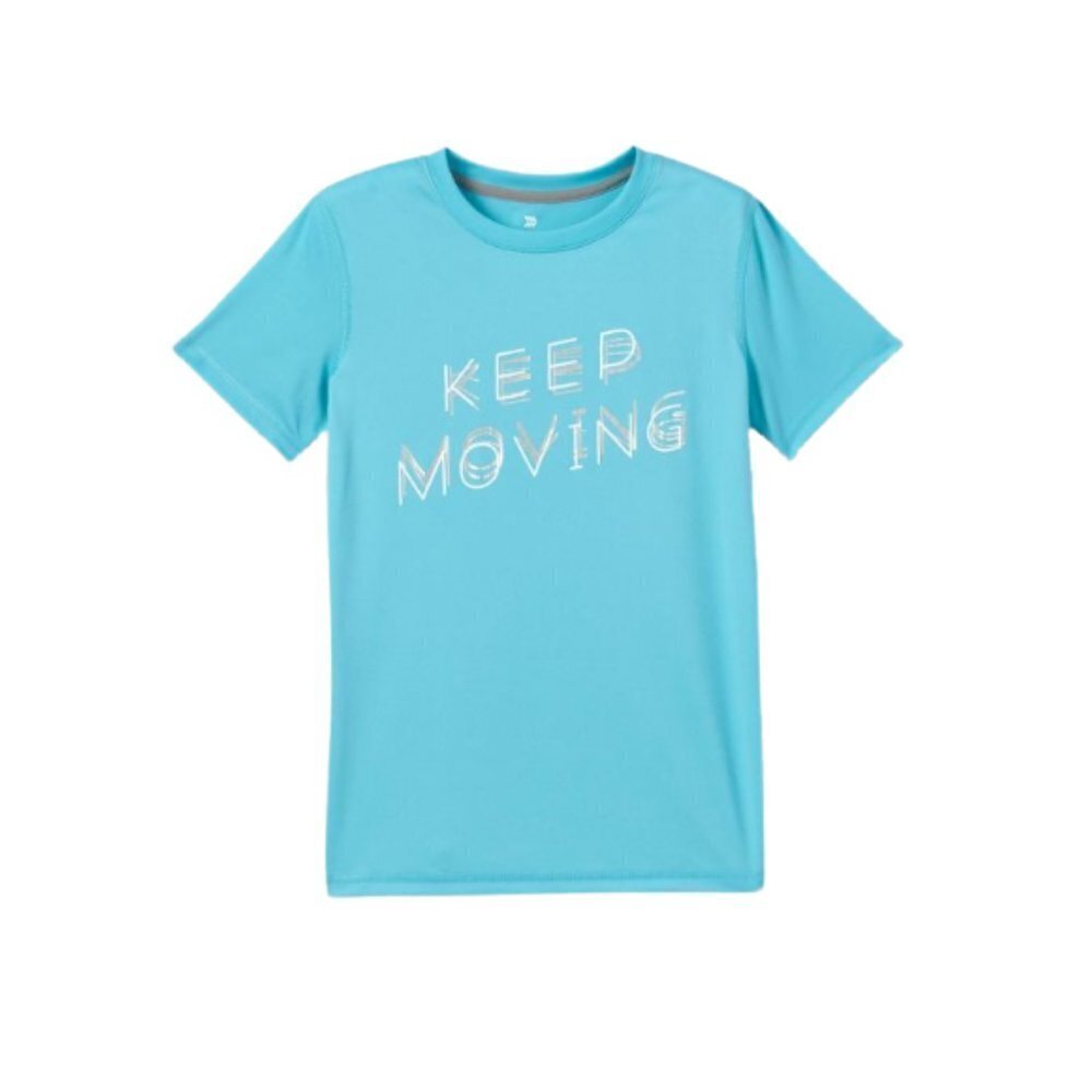 All In Motion Boys Athletic Graphic Tee Keep Moving Blue Performance Shirt